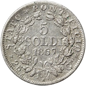 Papal State, Pio IX, 5 Soldi 1867