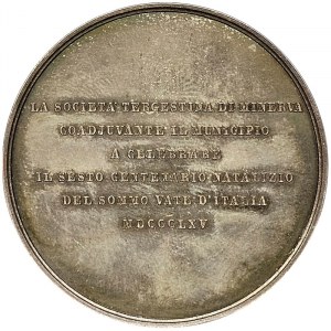 Austrian Trieste, Medal of the Society of Minerva for the 6th centenary of Dante Alighieri's birth 1865