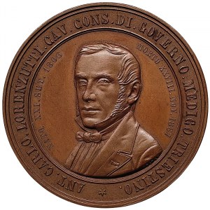 Austrian Trieste, Medal for the death of Antonio Carlo Lorenzutti (1806-1867), director of the Trieste asylum 1867