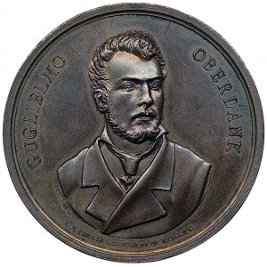 Austrian Trieste, Medal of the Circolo Garibaldi of Trieste for the death of the Italian irredentist patriot Guglielmo Oberdan (1858-1882) 1882
