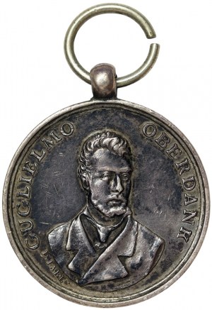 Rakouský Terst, medaile Circolo Garibaldi z Terstu za smrt italského iredentistického vlastence Guglielma Oberdana (1858-1882) 1882