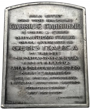 Terst, Medaile Město Terst Gabriele d'Annunziovi (1863-1938), básníkovi, politikovi, vlastenci 1922