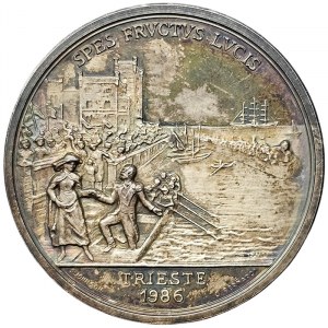 Rakouský Terst, medaile (novodobá ražba) Město Terst ke 150. výročí narození Ferdinanda Maxmiliána Rakouského 1986