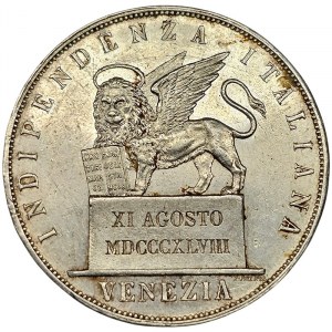 Venice, Provisional Government of Venice, 5 Lire 1848