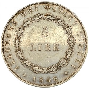 Venice, Provisional Government of Venice, 5 Lire 1848