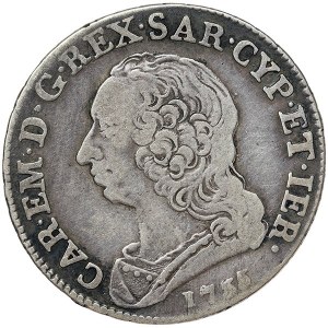Sardínske kráľovstvo, Carlo Emanuele III, 1/4 Scudo 1755, Turín