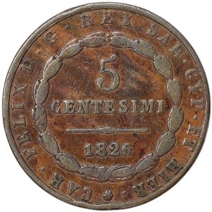 Kingdom of Sardinia, Carlo Felice, 5 Centesimi 1826, L Turin