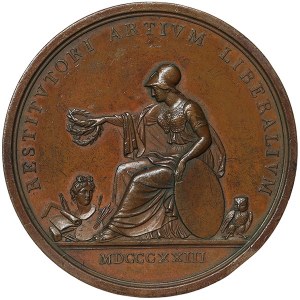 Sardinské království, Carlo Felice, medaile na památku založení Akademie výtvarných umění v Turíně 1823