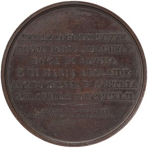 Sardinské království, Carlo Alberto, medaile za sňatek s Marií Adelaide 1842