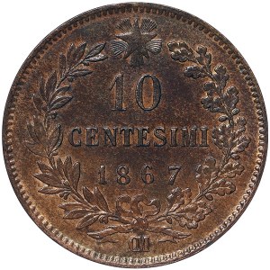 Kingdom of Italy, Vittorio Emanuele II, 10 Centesimi 1867, OM Strasbourg