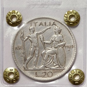 Talianske kráľovstvo, Vittorio Emanuele III, 20 Lire Littore 1928, Rím