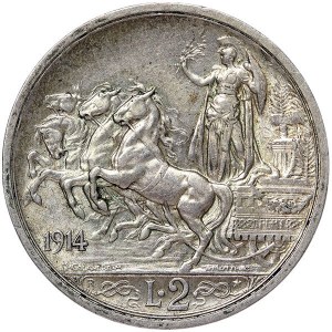 Kingdom of Italy, Vittorio Emanuele III, 2 Lire Quadriga 1914, Rome