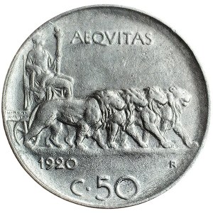 Kingdom of Italy, Vittorio Emanuele III, 50 Centesimi 1920, Rome