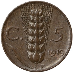 Kingdom of Italy, Vittorio Emanuele III, 5 Centesimi 1919, Rome