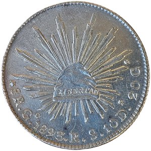 Mexico, Second Republic, 8 Reales 1893, Go RS Guanajuato