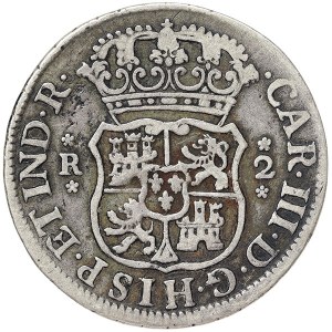 Perù, Colonia spagnola, Carlo III, 2 Reales 1761, Lima