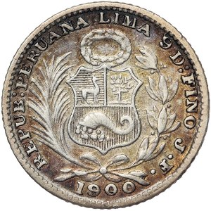 Peru, 1 Dinero 1900, JF