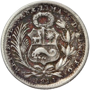 Peru, 1 Dinero 1911, FG