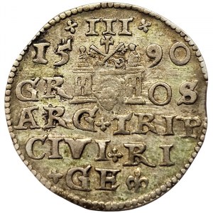 Polonia, Sigismondo III, Trojak/3 Groschen 1590, Riga