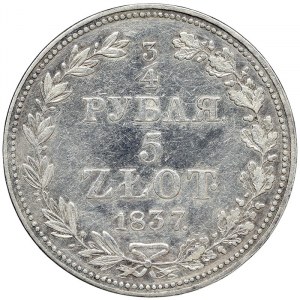 Poland, Russian-Polish coins, Nicholas I, 5 Zlotych 1837, MW Warsaw