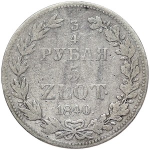 Poland, Russian-Polish coins, Nicholas I, 5 Zlotych 1840, MW Warsaw