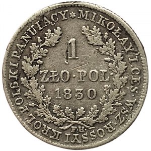 Polsko, rusko-polské mince, Mikuláš I., 1 zlatý 1830, FH Varšava