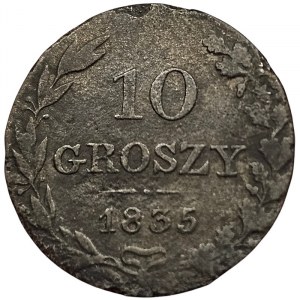 Polsko, rusko-polské mince, Mikuláš I., 10 Groszy 1835, MW Varšava