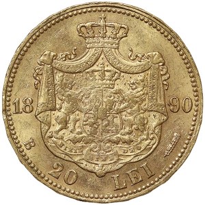 Romania, Carol I as Prince/King, 20 Lei 1890, Bucharest
