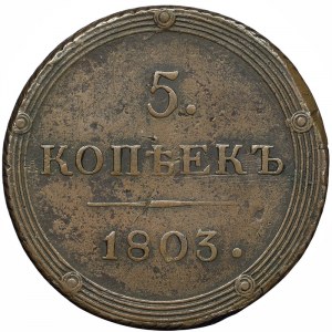 Russie, Alexander I, 5 Kopeks 1803, KM Suzun