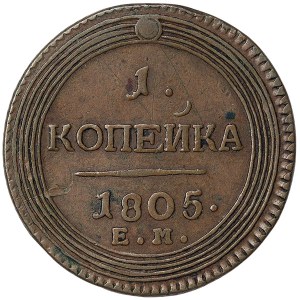 Russia, Alexander I, 1 Kopek 1805, EM Ekaterinburg