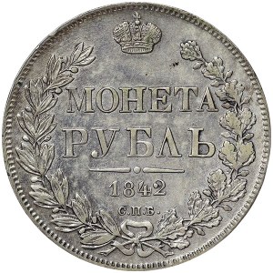 Russland, Nikolaus I., Rubel 1842, СПБ АЧ St. Petersburg