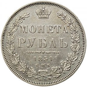 Russia, Nicholas I, Rouble 1851, СПБ ПA St. Petersburg