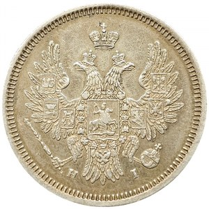 Russie, Nicolas I, 20 Kopeks 1853, СПБ HI St. Petersburg