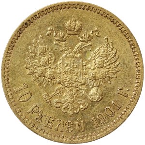 Russia, Nicholas II, 10 Roubles 1901, ФЗ St. Petersburg