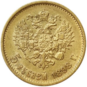 Russie, Nicolas II, 5 Roubles 1898, АГ St. Petersburg