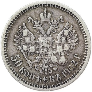 Russie, Nicolas II, 50 Kopeks 1902, AP St. Petersburg