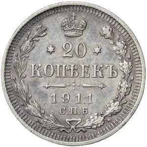 Russie, Nicolas II, 20 Kopeks 1911, СПБ ЭБ St.