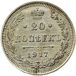 Rosja, Mikołaj II, 20 kopiejek 1917, BC Sankt Petersburg