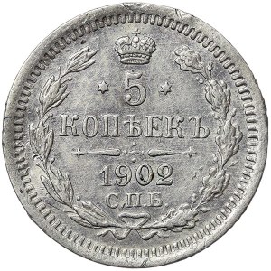 Rosja, Mikołaj II, 5 kopiejek 1902, СПБ AP St. Petersburg