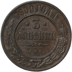 Russie, Nicolas II, 3 Kopeks 1900, СПБ St.