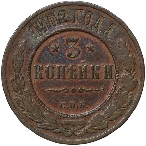 Rusko, Mikuláš II., 3 kopějek 1902, СПБ Sankt Petěrburg