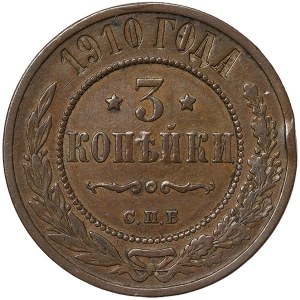 Rosja, Mikołaj II, 3 kopiejki 1910, СПБ Sankt Petersburg