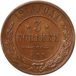 Rusko, Mikuláš II., 3 kopějky 1913, СПБ Sankt Petěrburg