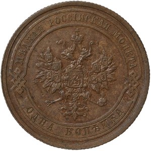 Russia, Nicholas II, 1 Kopek 1908, СПБ St. Petersburg
