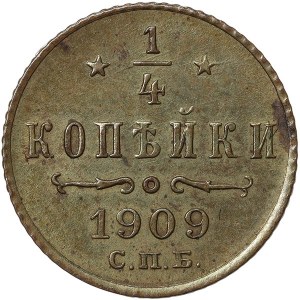 Rosja, Mikołaj II, 1/4 Kopek 1909, СПБ Petersburg