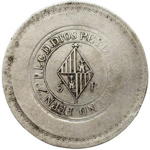 Espagne, Ferdinand VII, 5 Pesetas 1823, Îles Baléares