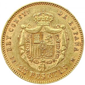 Spain, Alfonso XII, 25 Pesetas 1877, Madrid