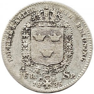 Suède, Carl Johan XIV, 1/16 Riksdaler 1835, Stockholm