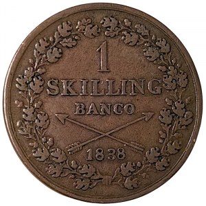 Suède, Carl Johan XIV, 1 Skilling 1838, Stockholm