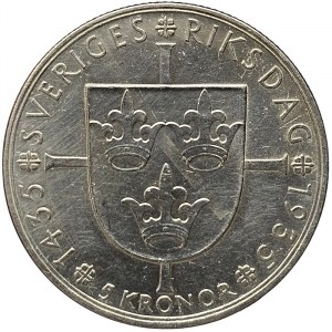 Suède, Gustav V, 5 couronnes 1935